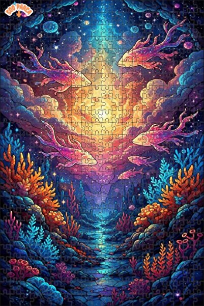 Teona Ahşap لغز خشبي رائع على شكل عالم الأسماك تحت الماء، مكون من طبقتين، مؤط...