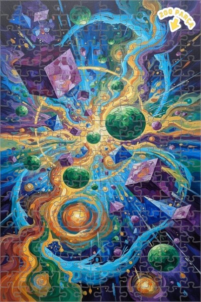 Teona Ahşap مكعبات كونية وكواكب ذات مظهر زيتوني ملون، لغز خشبي مؤطر ذو طبقتين...