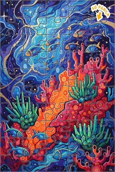 Teona Ahşap لغز خشبي حديث ذو طبقتين على شكل مجموعة أسماك ملونة تحت الماء 50 ق...