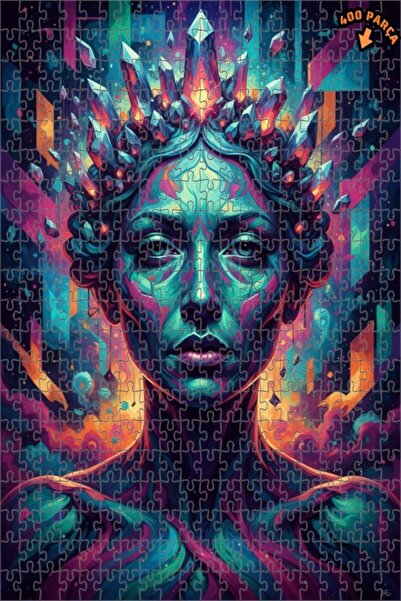 Teona Ahşap لغز خشبي للسيدات من كوزميك بمظهر لوحة زيتية مع تاج كريستالي 400 ق...