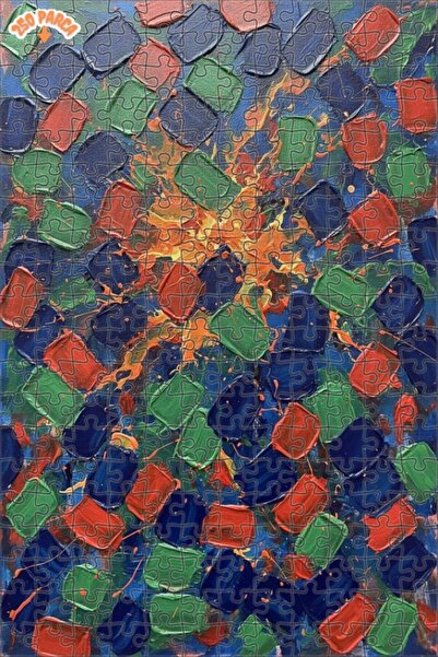 Teona Ahşap Kinetic Abstract Oil Painting Look Double Layer Framed Wooden Puz...