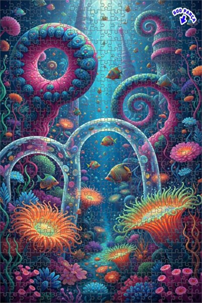 Teona Ahşap لغز خشبي رائع بإطار مزدوج الطبقات بتصميم لوحة زيتية لحلم تحت البح...