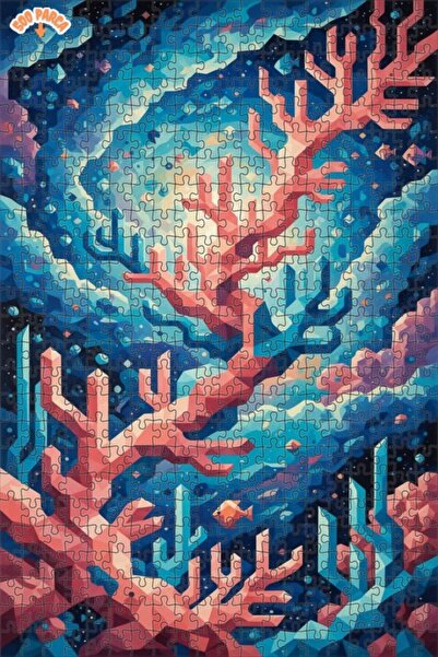 Teona Ahşap Colorful Coral Trapezoid Artistic Appearance Double Layer Framed ...