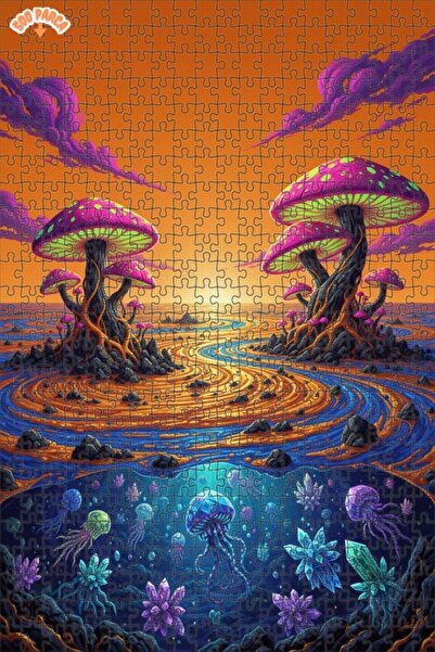 Teona Ahşap Fantastic Forest and Undersea Crystal Journey Double Layer Framed...