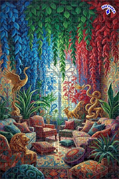 Teona Ahşap لغز خشبي فني بتصميم منزل الغابة السحرية مع رسم زيتي 600 قطعة 50x35