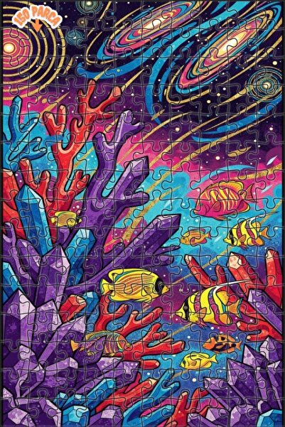 Teona Ahşap Mysterious Depths Galaxy Watercolor Look Art Wooden Puzzle 150 Pi...