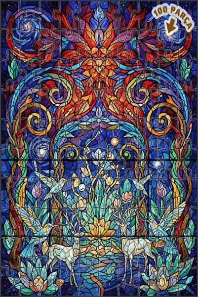 Teona Ahşap لغز خشبي مؤطر من طبقتين بتصميم غابات سحرية وغزلان وطيور، 100 قطعة...