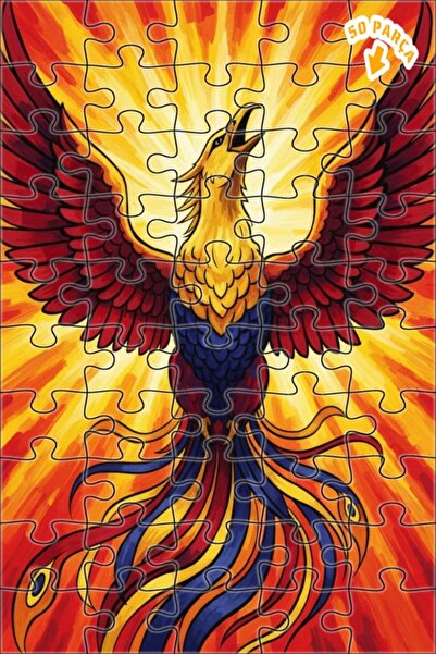 Teona Ahşap لغز خشبي بتصميم طائر الفينيق المرسوم بالزيت 50 قطعة 15x25