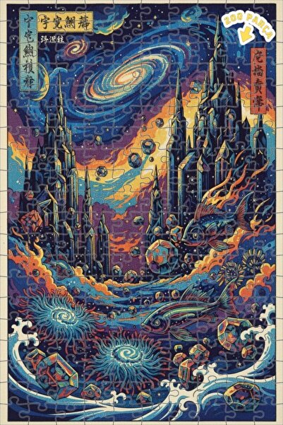 Teona Ahşap لغز خشبي ذو طابقين من سبيس فيش سيتي 200 قطعة 25x35