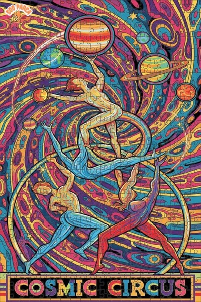 Teona Ahşap لغز خشبي مؤطر بطبقتين بتصميم لوحة زيتية لسيرك كوزميكي 500 قطعة 50x30