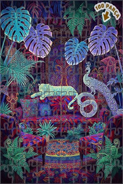 Teona Ahşap لغز خشبي ذو طبقتين على شكل نمر الغابة البرية وطائر الطاووس من بوه...