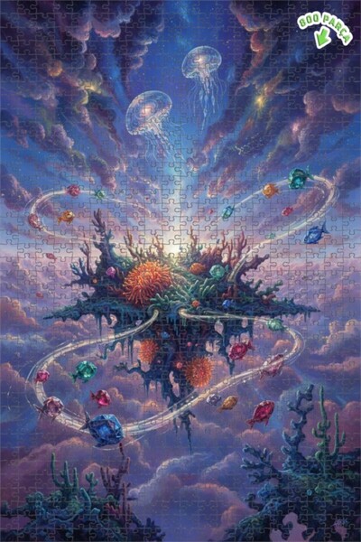 Teona Ahşap لغز خشبي بإطار مزدوج الطبقات بتصميم عالم ما تحت الماء الرائع، 800...