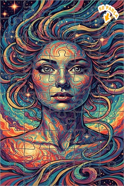 Teona Ahşap لوحة زيتية لصورة امرأة فلكية بمظهر عصري، لغز خشبي بإطار من طابقين...