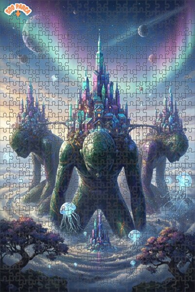 Teona Ahşap لغز خشبي مؤطر من طبقتين من جالاكتيك جيتس كريستال سيتي، 500 قطعة، ...