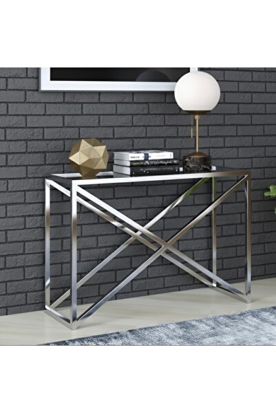 LARADESİGN Krom Dresuar Dekoratif Cam Raflı Dresuar