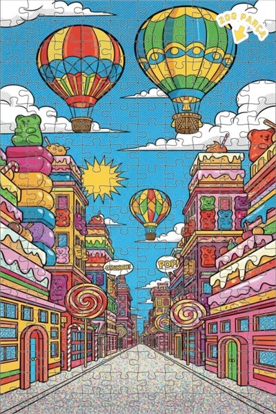 Teona Ahşap لغز خشبي ذو طابقين على شكل بالون من سكر سيتي، 200 قطعة، مقاس 25×35