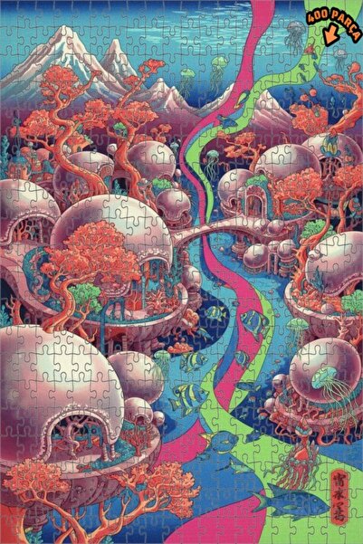 Teona Ahşap لغز خشبي بإطار مزدوج الطبقات بمظهر لوحة زيتية لمدينة تحت الماء را...