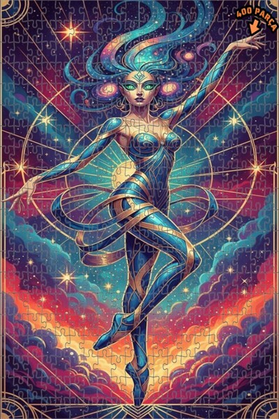 Teona Ahşap لغز خشبي مؤطر ذو طبقتين من Ancient Cosmic Dancer Art مكون من 400 ...