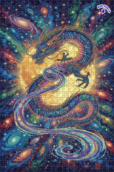 Teona Ahşap لغز خشبي مؤطر من طبقتين بتصميم فن تشكيل مجرة التنين الكوني 600 قط...