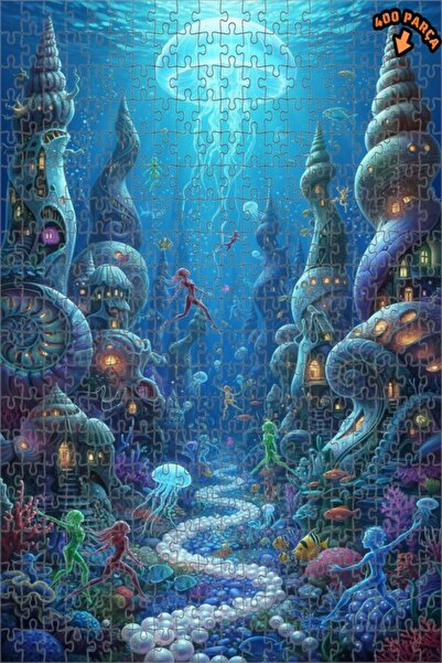 Teona Ahşap لغز خشبي رائع بتصميم مدينة تحت البحر مع رسومات ملونة، ذو طبقتين، ...