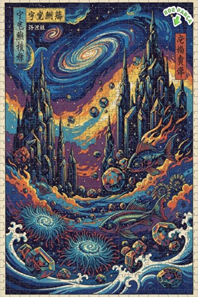 Teona Ahşap لغز خشبي ذو طابقين من سبيس فيش سيتي 800 قطعة 70x50