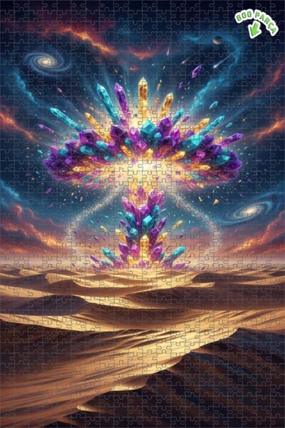 Teona Ahşap لغز خشبي ذو طبقتين من كوزميك كريستال ديزرت بلوس، 800 قطعة، 70x50 سم