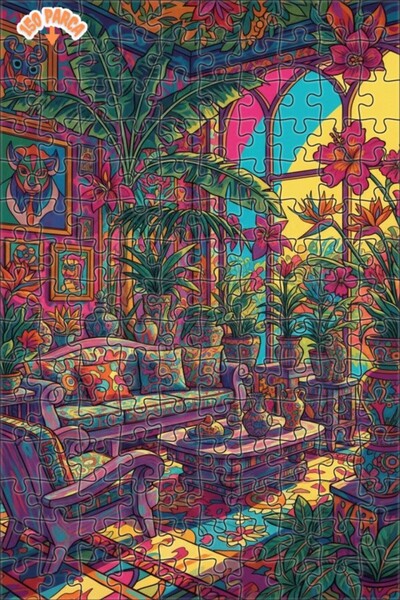 Teona Ahşap Colorful Tropical Oasis Double Layer Framed Wooden Puzzle 150 Pie...