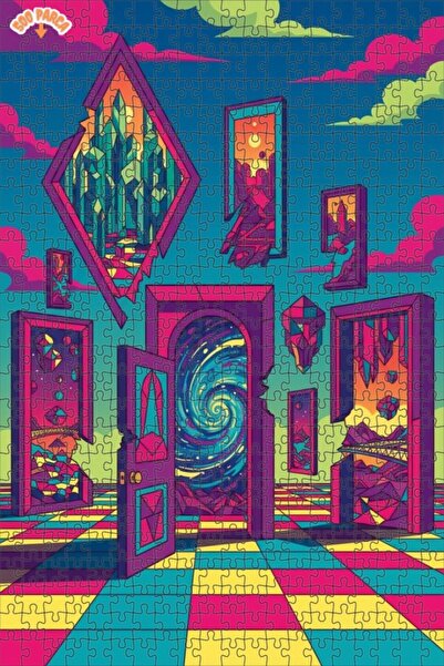 Teona Ahşap Mysterious Doors Universe Double Layer Framed Wooden Puzzle 500 P...