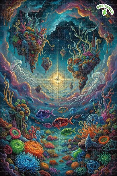 Teona Ahşap لغز خشبي مؤطر بطبقتين بمظهر لوحة زيتية يشبه حلم المحيط الغامض، 80...