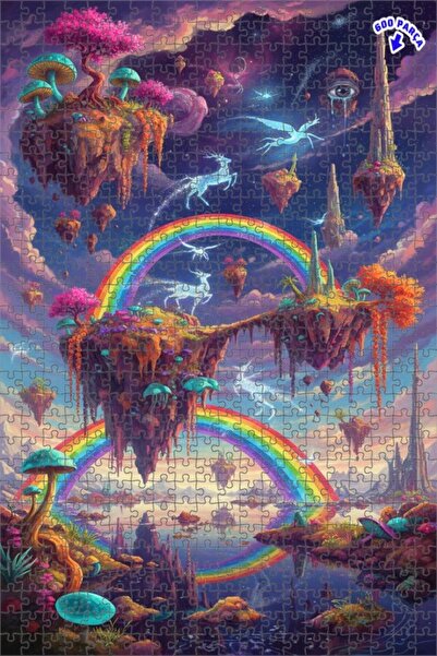 Teona Ahşap لغز خشبي ذو طبقتين بإطار ملون من ماجيك سكاي كولورز 600 قطعة 50x35