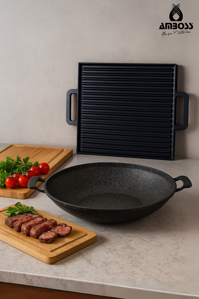 Amboss ProChef 2 Parça Döküm Izgara Gözleme Sac Tava