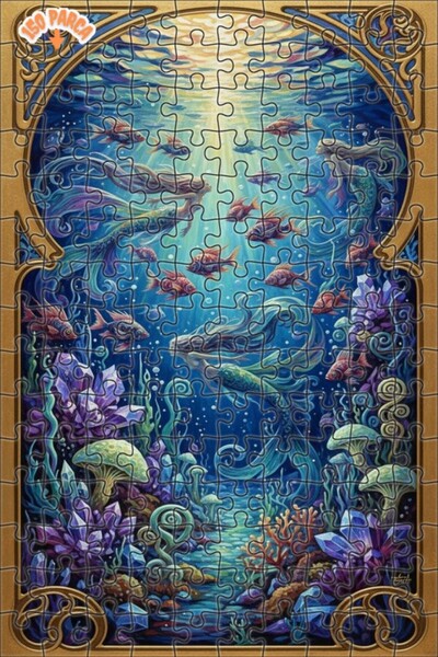 Teona Ahşap Fairy Tale Mermaid Crystal Forest Oil Painting Double-Layer Frame...