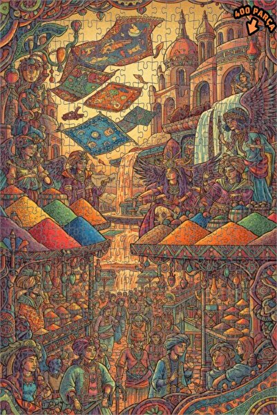 Teona Ahşap ألغاز السجاد الطائر ذات الطابقين بإطار خشبي 400 قطعة 35x35