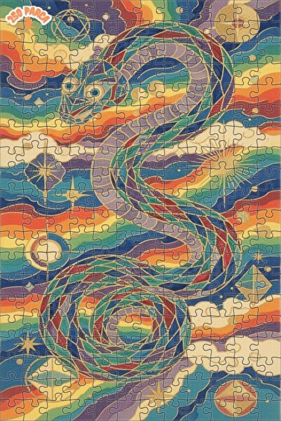 Teona Ahşap Rainbow Snake Mosaic Art Double Layer Framed Wooden Puzzle 250 Pi...