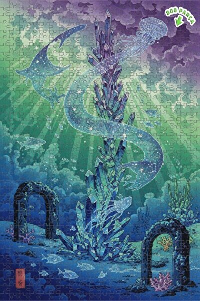 Teona Ahşap لغز خشبي على شكل عالم تحت الماء من الكريستال الغامض، مظهر لوحة زي...