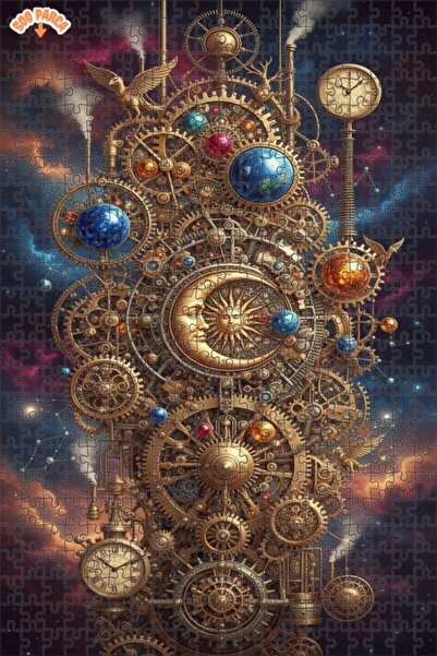 Teona Ahşap لوحة زيتية بتصميم ستيمبانك كوزميك ماشين 500 قطعة مقاس 50x30