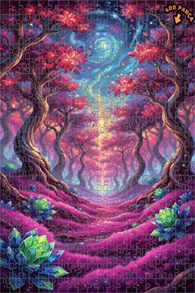 Teona Ahşap لغز فني على شكل طريق الغابة السحرية بمظهر لوحة زيتية 400 قطعة 35×35