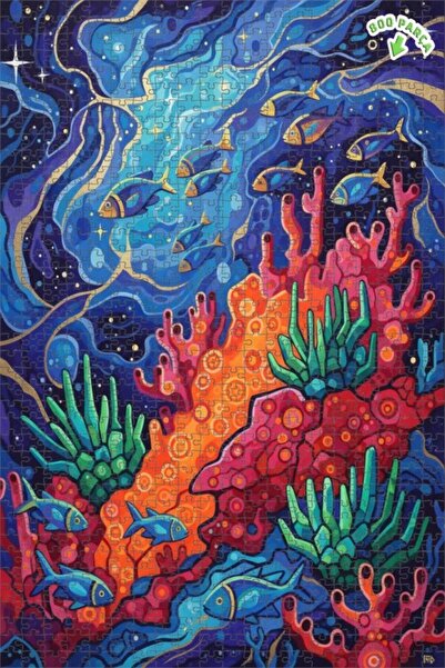 Teona Ahşap لغز خشبي حديث ذو طبقتين على شكل مجموعة أسماك ملونة تحت الماء 800 ...