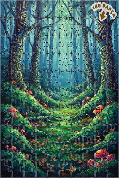 Teona Ahşap لغز خشبي مؤطر بطبقتين بمظهر لوحة زيتية لرحلة الغابة السحرية 100 ق...