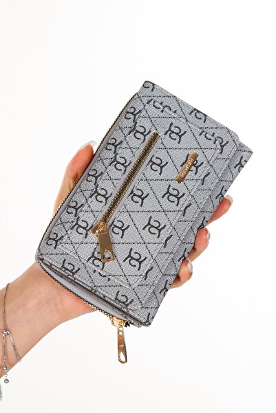 Eliza Women's Leather Monogram Patterned Card Holder and Wallet