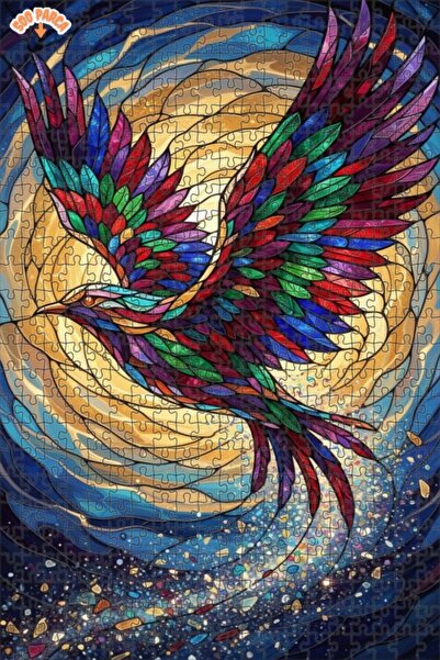 Teona Ahşap لغز خشبي مؤطر بطبقتين بتصميم طائر يطير مع ريش ملون 500 قطعة 50x30