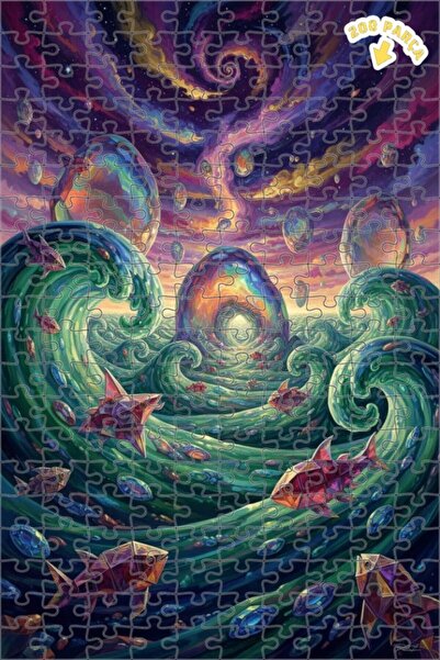 Teona Ahşap عوالم ملونة فوق الأمواج الرائعة، لغز خشبي مزدوج الطبقات بإطار زيت...