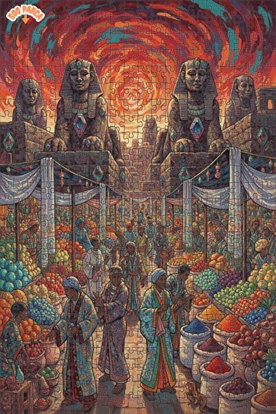 Teona Ahşap Mystical Pharaoh Market Oil Painting Lookalike Double Layer Frame...