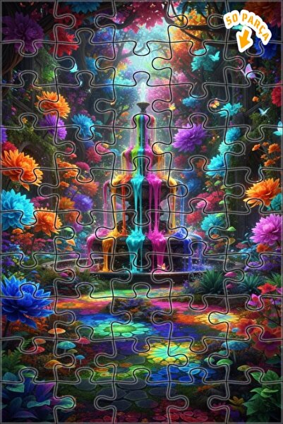 Teona Ahşap لغز خشبي ملون ذو طبقتين من سحر الحديقة السحرية 50 قطعة 15x25