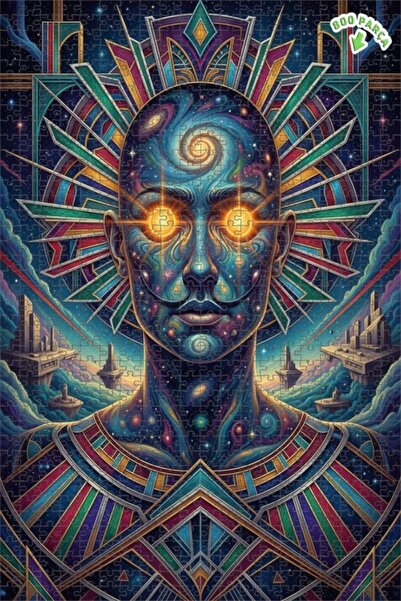 Teona Ahşap لغز خشبي مؤطر بطبقتين بمظهر لوحة زيتية تجسد الحكمة الكونية 800 قط...