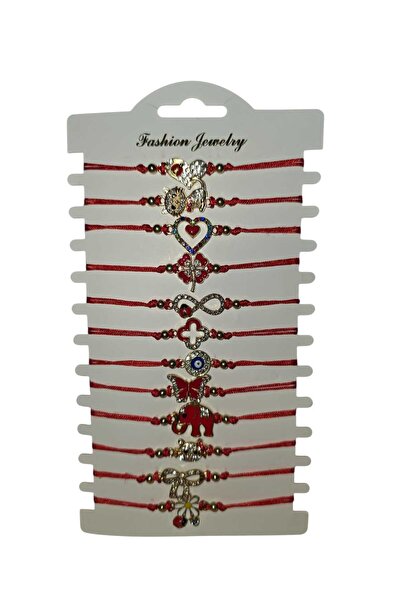 NoNameStore7 Set 12 martisoare, Tip bratara, Dimensiune reglabila, Șnur rosu