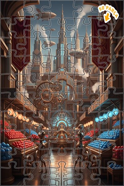 Teona Ahşap لغز خشبي بإطار مزدوج الطبقات بتصميم ستيامبانك ماركت فاخر، 50 قطعة...