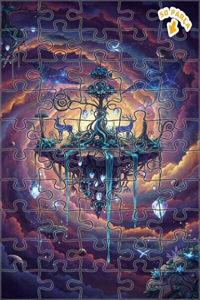 Teona Ahşap لغز خشبي رائع على شكل شجرة فلكية وغزلان، ذو طبقتين، 50 قطعة، مقاس...