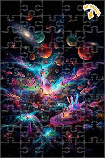 Teona Ahşap لغز خشبي مؤطر ذو طبقتين بمظهر لوحة زيتية لحلم الكون المجرمي 50 قط...