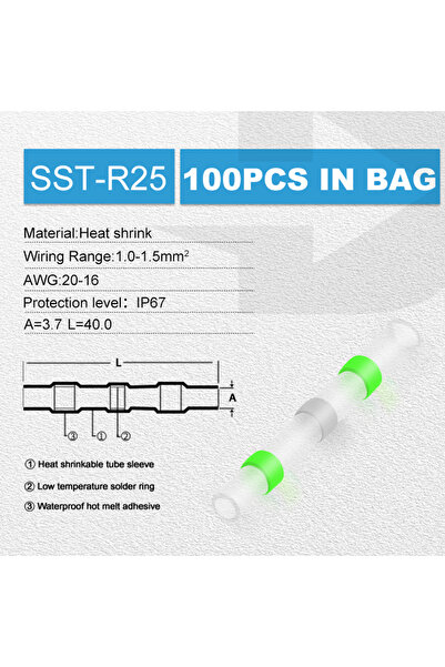 Choice3 موصلات أسلاك قابلة للانكماش الحراري باللون الأخضر (100 قطعة) موصلات أ...